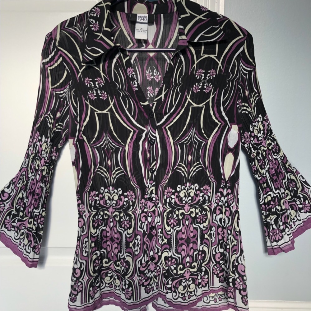 Beautiful sheer pleated blouse